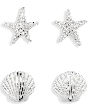 Argento Vivo Sea Life Set Of 2 Stud Earrings - White