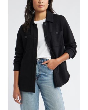 Caslon Textured Knit Shirt Jacket - Black