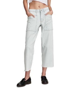Lucky Brand Stripe High Waist Wide Leg Jeans - Blue