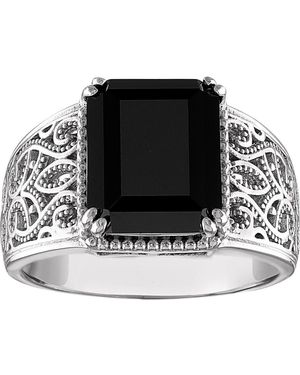 FZN Sterling Spinel Filigree Ring - Black