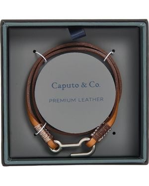 Caputo & Co. Utility Hook Leather Bracelet - Gray