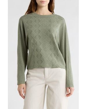 Democracy Textured Knit Dolman Sleeve Top - Green