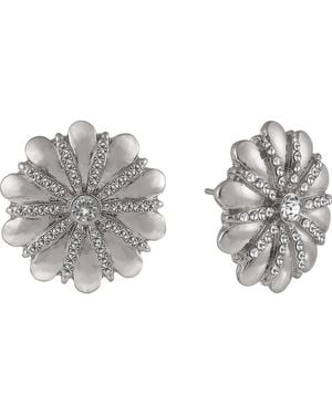 Laundry by Shelli Segal Crystal Flower Stud Earrings - Metallic