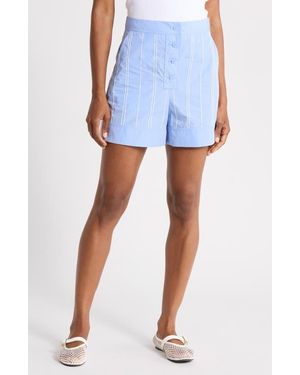 3.1 Phillip Lim Wave Embroidered Poplin Shorts - Blue