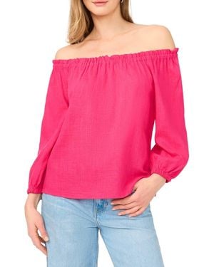 Vince Camuto Off The Shoulder Puff Sleeve Top - Red