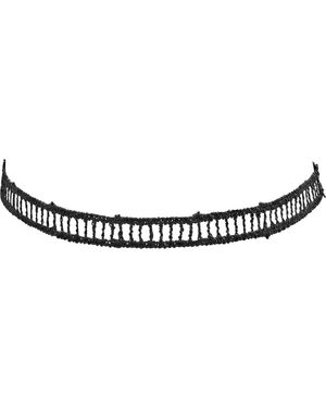 Steeltime Striped Lace Choker Necklace - Black