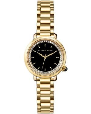 Alfred Sung Three-Hand Quartz Crystal Bezel Bracelet Watch, 29Mm - Metallic