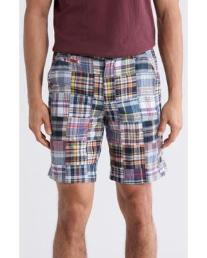 Vintage 1946 Patchwork Madras Flat Front Shorts - Blue