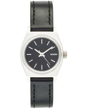 Nixon 'Small Time Teller' Leather Strap Watch, 26Mm - Gray