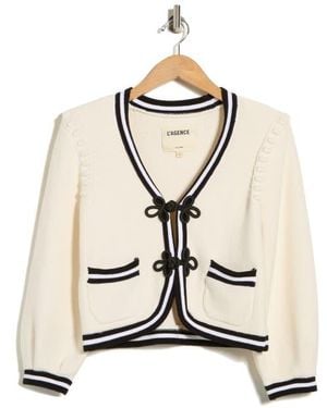 L'Agence Kaito Contrast Crop Cardigan - Natural