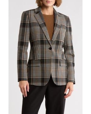 Theory Plaid Notch Lapel Blazer - Black