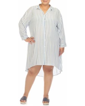 Boho Me Stripe Gauze Shirtdress - Gray