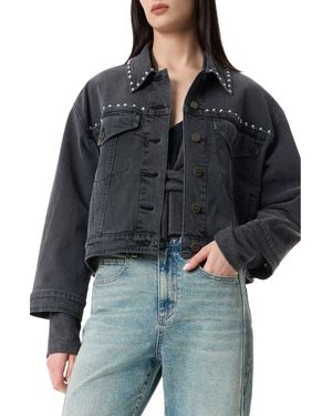 Robert Rodriguez Elise Oversize Studded Crop Denim Jacket - Black