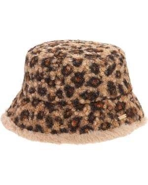 Steve Madden H-Alexia Leopard Faux Fur Bucket Hat - Brown