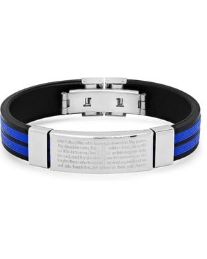 Steeltime Lord's Prayer Rubber & Stainless Steel Bracelet - Black
