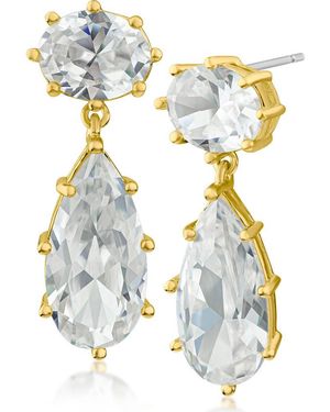CZ by Kenneth Jay Lane 11Cttw Claw Set Oval Drop Earrings - Blue