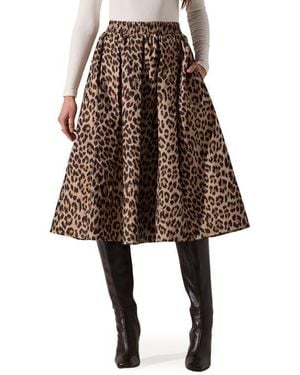 Astr Andolina Animal Print Midi Skirt - Black