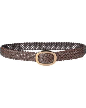 Linea Pelle Chunky Braided C-Bar Buckle Belt - Brown