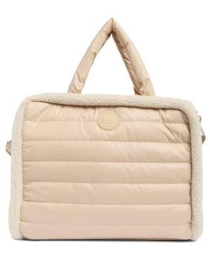 Pajar Quilted Faux Shearling Trim Tote Bag - Natural