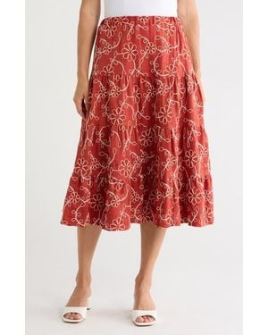 Tahari Floral Embroidered Pull-On Skirt