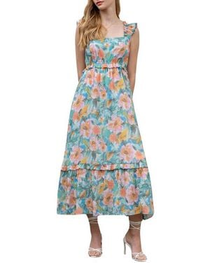 Blu Pepper Floral Midi Sundress - Blue