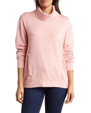 Go Couture Turtleneck Banded Sweater - Pink