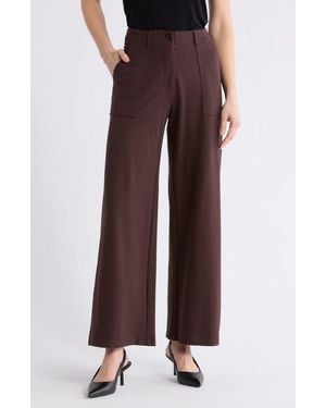 Max Studio Ponte High Waist Wide Leg Pants - Purple