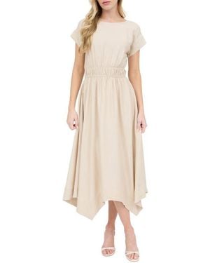 AUGUST SKY Asymmetric Shift Dress - Natural