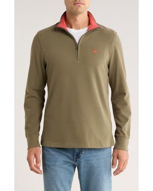 Brooks Brothers Cotton Quarter Zip Pullover - Green