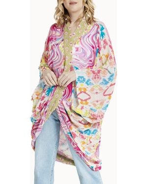 Saachi Mix Print Ruana - White