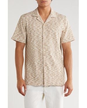 T.R. Premium Mélange Short Sleeve Button-Up Shirt - Natural