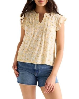 Lucky Brand Floral Pintuck Top - Blue