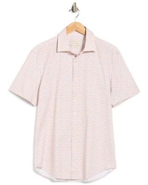 Bugatchi Short Sleeve Woven Shirt - Pink