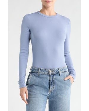 Nordstrom Everyday Stretch Pima Cotton Ribbed T-Shirt - Blue