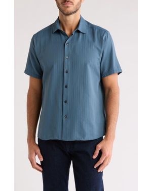 WESTZEROONE Baylor Cotton Short Sleeve Button-Up Shirt - Blue