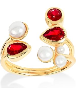 YS GEMS Garnet & Faux Pearl Ring - Red