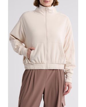 90 Degrees Marled Pique Muse Zip Jacket - White