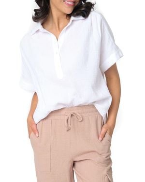 Gibsonlook All Day Cotton Gauze Popover Shirt - White