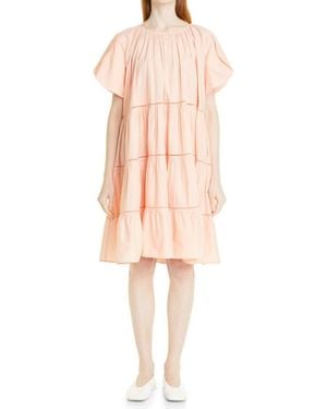 Merlette Allegre Tiered Poplin Dress - Pink
