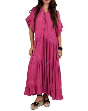 Saachi Tiered Cotton Maxi Dress - Pink
