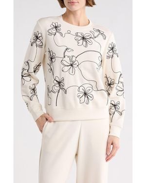 Tahari Embroidered Scuba Sweatshirt - Natural