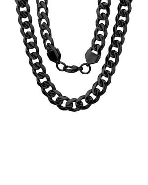 Steeltime Ion Plated Curb Chain Necklace - Black