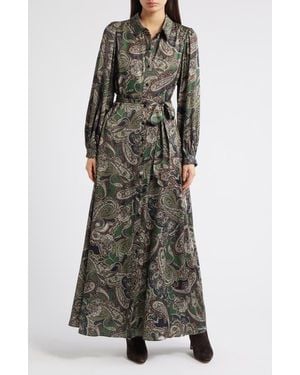 Julia Jordan Paisley Long Sleeve Maxi Shirtdress - Multicolor
