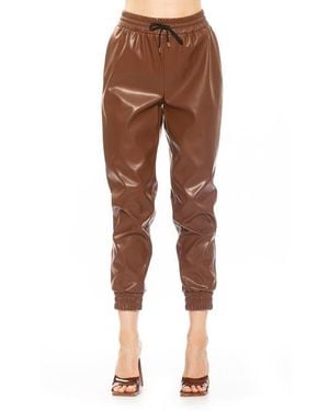 Alexia Admor Axel Faux Leather Sweatpants - Brown