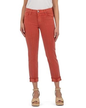 Kut From The Kloth Amy Seamed Mid Rise Crop Slim Jeans - Red