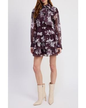 En Saison Annaliese Long Sleeve Shirtdress - Purple