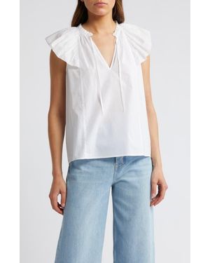Rails Karysa Ruffle Sleeve Cotton Top - Blue