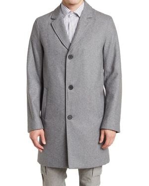 Cole Haan Wool Blend Melton Classic Topper - Gray
