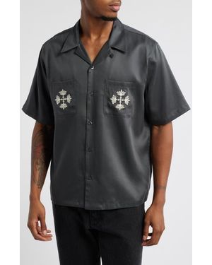 PacSun Parks Embroidered Camp Shirt - Black