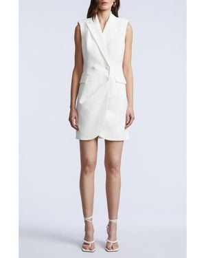 BCBGMAXAZRIA Sleeveless Draped Blazer Dress - White